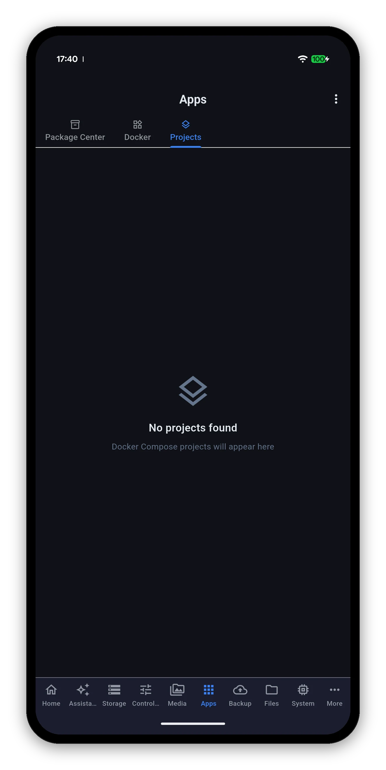 Docker Compose projects, with none configured