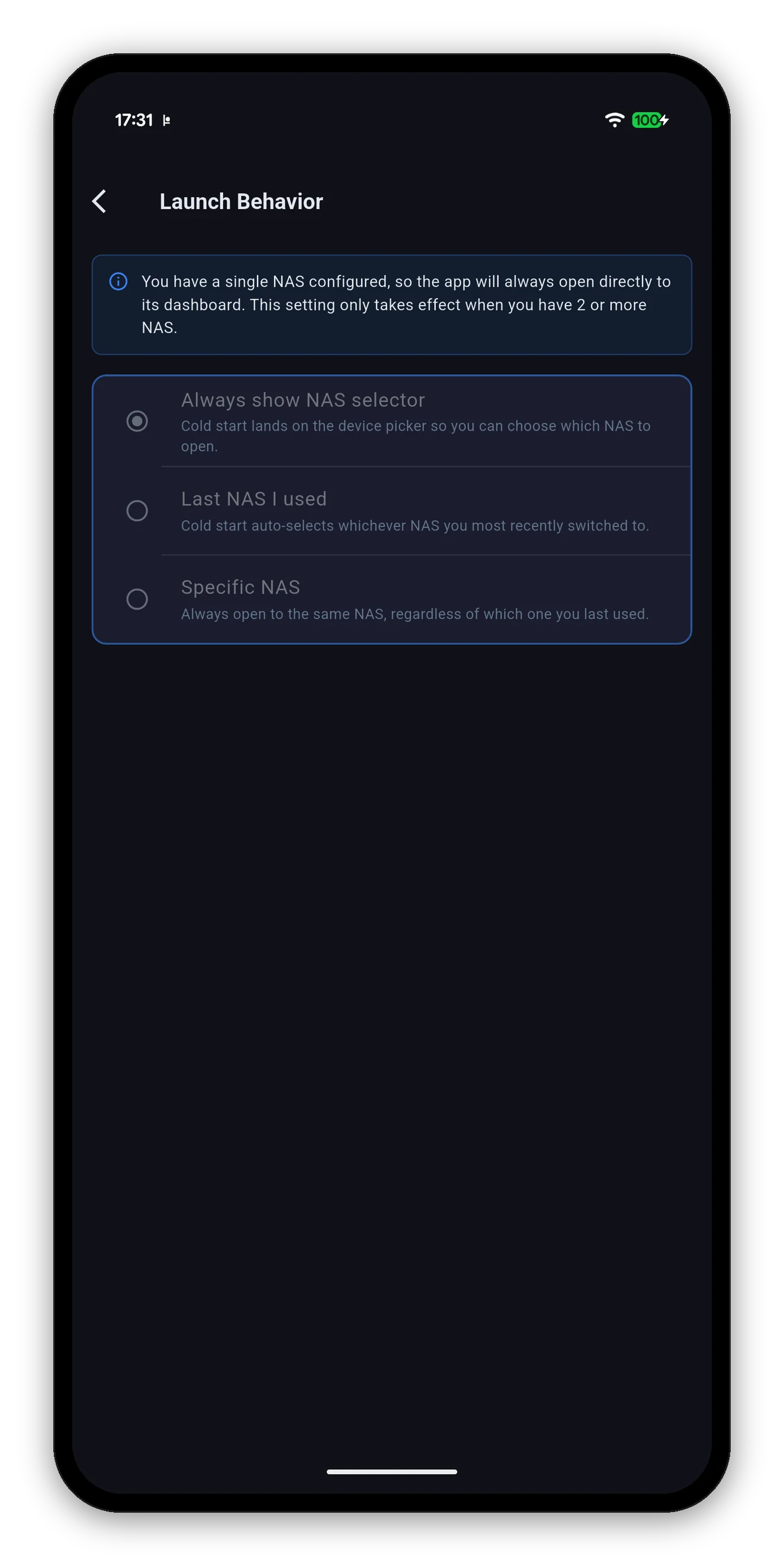 Launch Behavior with the three cold-start options